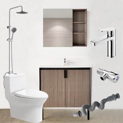 恒洁卫浴套餐四（坐便器71PT+浴室柜BC6053-080+龙头+花洒+角阀+排水管）