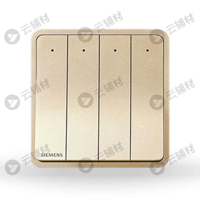 西门子睿绎日曜金16AX四位双控开关带LED指示